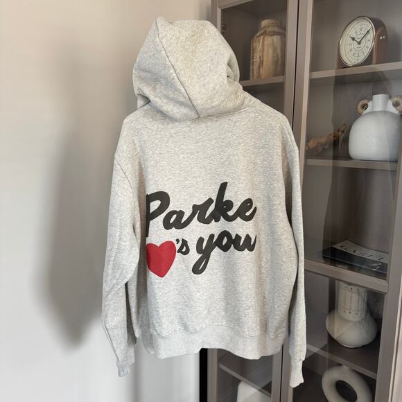 Parke Loves You Hoodie NEW Valentine's Day Classic Gray Logo Sweatshirt Large XL - Picture 4 of 7